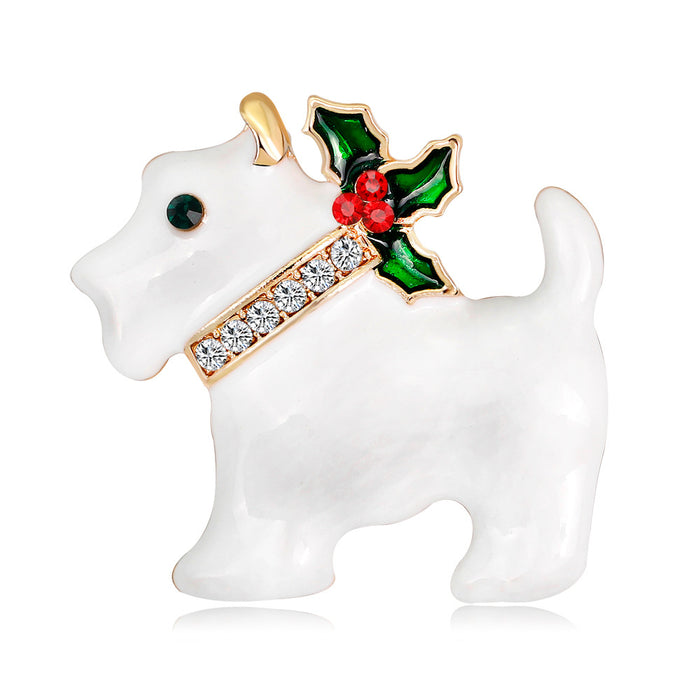 Gold Tone Silver Tone Dog Crystal Enamel Two Designs Metal Brooch Pin