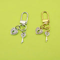 Zinc Alloy Rhinestone Lock Keychain Sparkling Key Ring Gift view 1