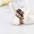 Black Silver Tone Christmas Snowman Two Designs Metal Brooch Pin view 3