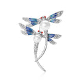 Alloy Enamel Double Dragonfly Brooch Pin For Women's Apparel view 2