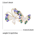 Alloy Pearl Rhinestone Hollow Butterfly Brooch Pin For Elegant Apparel view 5