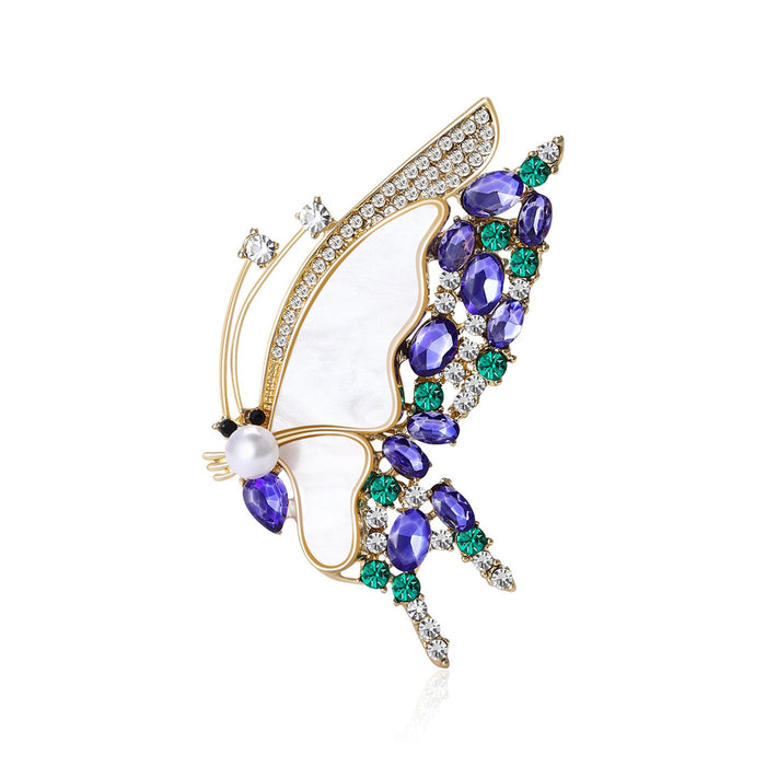 Alloy Mother Of Pearl Pearl Butterfly Brooch For Elegant Decoration