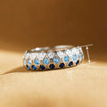 Creative Ring With Circular Arc Blue Zircon Light Luxury Eye Catching Single Ring Jewelry view 4
