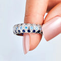 Creative Ring With Circular Arc Blue Zircon Light Luxury Eye Catching Single Ring Jewelry view 3