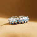 Creative Ring With Circular Arc Blue Zircon Light Luxury Eye Catching Single Ring Jewelry view 2