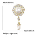 Copper Pearl Flower Brooch Pin With Zircon Inlay For Garment Accessories view 5