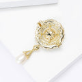 Copper Pearl Flower Brooch Pin With Zircon Inlay For Garment Accessories view 4