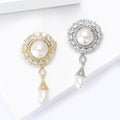 Copper Pearl Flower Brooch Pin With Zircon Inlay For Garment Accessories view 3