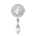 Copper Pearl Flower Brooch Pin With Zircon Inlay For Garment Accessories view 2