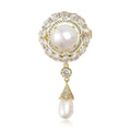 Copper Pearl Flower Brooch Pin With Zircon Inlay For Garment Accessories view 1