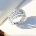 Qixi Couple Multi Layer Line Ring For Women, Light Luxury Micro Paved Zircon Fashion Jewelry view 1
