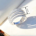Qixi Couple Multi Layer Line Ring For Women, Light Luxury Micro Paved Zircon Fashion Jewelry view 4