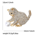 Metal Alloy Rhinestone Playful Cat Brooch For Women's Suit Decoration view 6