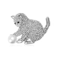 Metal Alloy Rhinestone Playful Cat Brooch For Women's Suit Decoration view 4