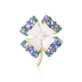 Alloy Mother Of Pearl Clover Brooch Pin For Coats view 1