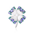 Alloy Mother Of Pearl Clover Brooch Pin For Coats view 2