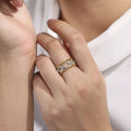 Elegant Two Tone Hollow Geometric Ring For Women With Interlocking Buckle Design Light Luxury Jewelry view 3