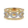 Elegant Two Tone Hollow Geometric Ring For Women With Interlocking Buckle Design Light Luxury Jewelry view 2