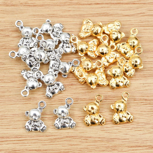 Alloy 3D Bear Charm Pendant 15x11mm DIY Jewelry Findings For Necklace And Bracelet Making