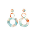 Candy Color Marbled Acrylic Geometric Linked Circle Hoop Dangle Statement Earrings view 5