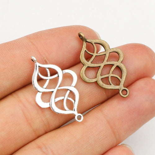 Alloy Chinese Knot Pendant DIY Jewelry Accessory Necklace Bracelet Charm 27x18mm