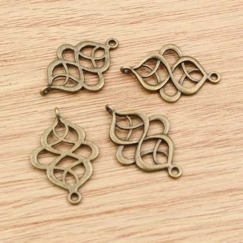 Alloy Chinese Knot Pendant DIY Jewelry Accessory Necklace Bracelet Charm 27x18mm