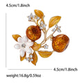 Alloy Persimmon Fig Branch Brooch For Chinese Style Apparel Decoration view 5