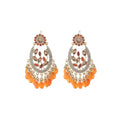 Bohemian Ethnic Orange Beaded Chandelier Alloy Rhinestone Crystal Tassel Luxury Statement Earrings view 5