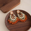 Bohemian Ethnic Orange Beaded Chandelier Alloy Rhinestone Crystal Tassel Luxury Statement Earrings view 3