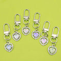 Rhinestone Metal Oval Heart Keychain Luxury Bag Charm Gift view 1