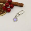 Rhinestone Metal Oval Heart Keychain Luxury Bag Charm Gift view 6