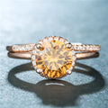 Rose-Gold-Tone Champagne Round Crystal Ring Set Jewelry view 2