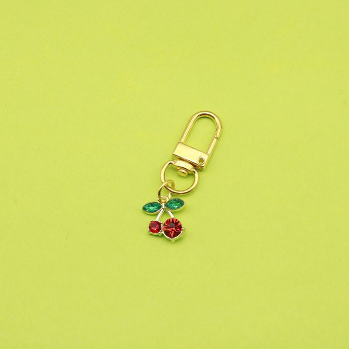 Metal Diamond Cherry Keychain Bag Charm