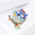 Fashion Alloy Enamel Owl Brooch Abstract Lapel Pin For Apparel view 3