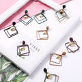 Green and Black Double Open Square Gold Stud Earrings view 2