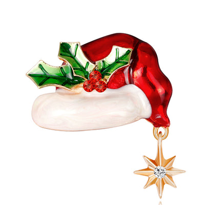 Front product view of the flower brooch pin in red and green