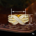 Old Money Style Textured X Ring For Women, Light Luxury Palace Inspired Summer Jewelry view 4