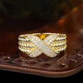 Old Money Style Textured X Ring For Women, Light Luxury Palace Inspired Summer Jewelry view 2