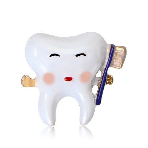 Alloy Enamel Toothbrush Tooth Brooch Pin For Collar Decoration