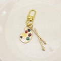 Metal Enamel Paint Palette Keychain Bag Charm Gift view 3