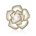 Alloy Rhinestone Hollow Camellia Brooch For Coats And Suits view 1
