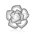 Alloy Rhinestone Hollow Camellia Brooch For Coats And Suits view 2