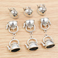 Alloy 3D Kettle Pendant DIY Jewelry Accessory Necklace Bracelet Charm 19x17x10mm view 2