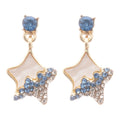 Light Luxury Resin Star Round Pendant Drop Earrings With Rhinestone Inlay And Silver Pin view 5
