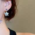 Light Luxury Resin Star Round Pendant Drop Earrings With Rhinestone Inlay And Silver Pin view 4