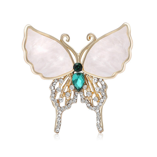 Alloy Rhinestone Hollow Shell Butterfly Brooch Pin For Luxury Apparel
