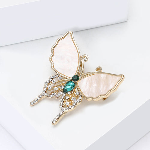 Alloy Rhinestone Hollow Shell Butterfly Brooch Pin For Luxury Apparel