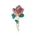 Alloy Rhinestone Rose Flower Brooch Pin For Elegant Womens Clothing view 1