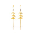 Elegant Gold Alloy Flower Petal Tassel Pearl Rhinestone Hoop Drop Earrings view 5