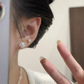 Minimalist Dandelion Firework Faux Pearl Stud Earrings With Silver Needle Floral Light Luxury Design view 4